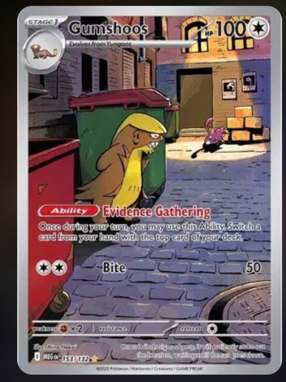 Gumshoos Pokemon Mega Evolution Illustration Rare 153/132
